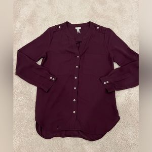 DYNAMITE Burgundy Work Blouse in Size Small GUC